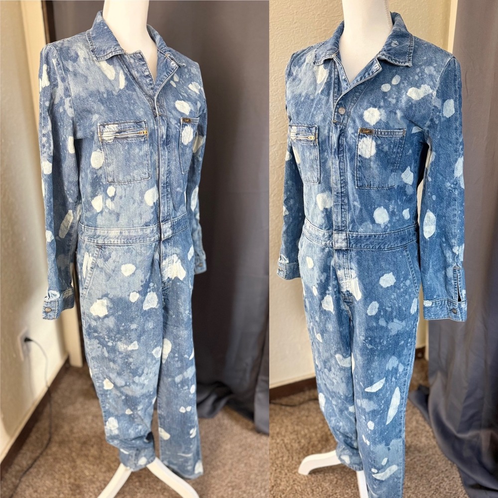 Lee Union-Alls Bleach Splatter Denim Coveralls Jumpsuit Small Utility Boho 90s - Picture 5 of 16